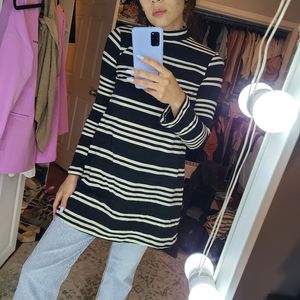 Zara long sleeve white striped dress